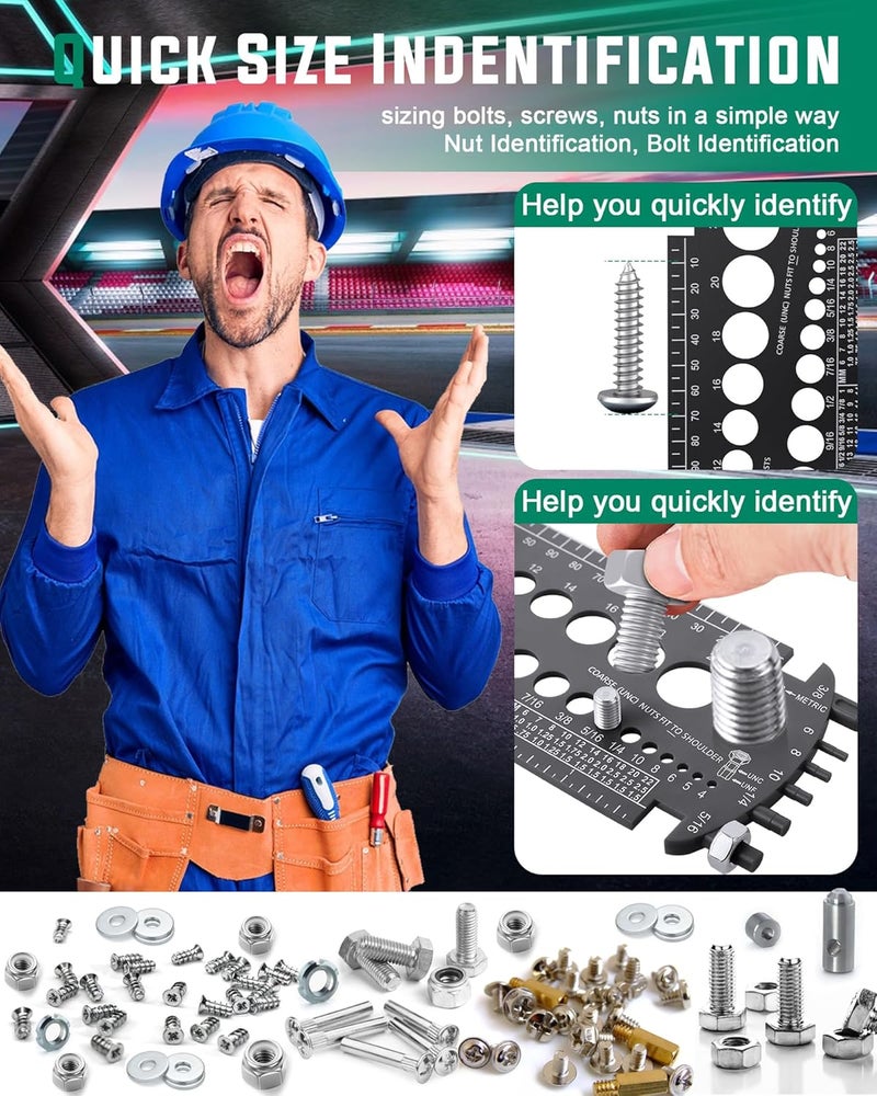 moroinriz Bolt Gauge (Metric and SAE), Bolt Sizer for Quickly Sizing Nuts and Bolts, Plastic Bolt Measuring Tool, Easy to Read Bolt Size and Thread Gauge - Image 4